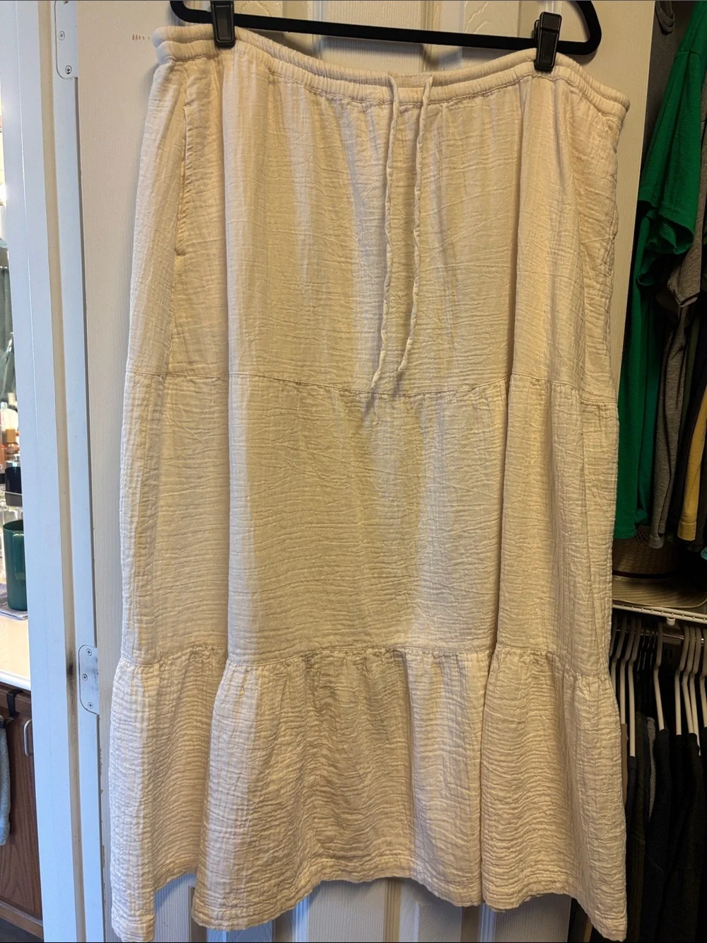 Pact Coastal Double Gauze Organic Cotton Tiered Maxi Skirt XXL